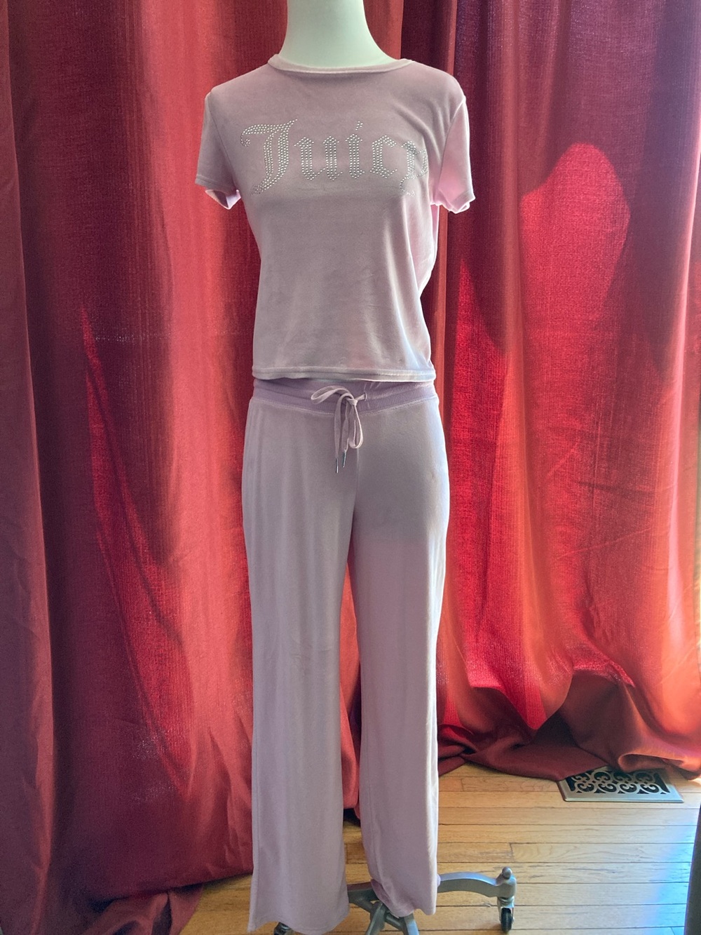 Juicy Couture Light Pink Rhinestone Logo Two-Piece Pajama Set